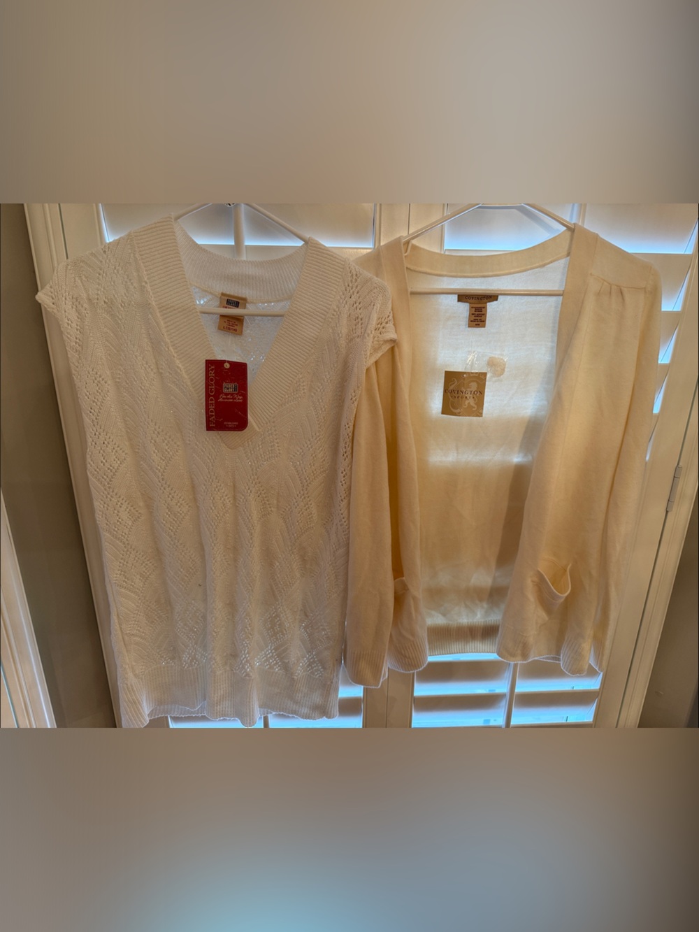 Faded Glory Cream Sweater Vest and Covington Cardigan